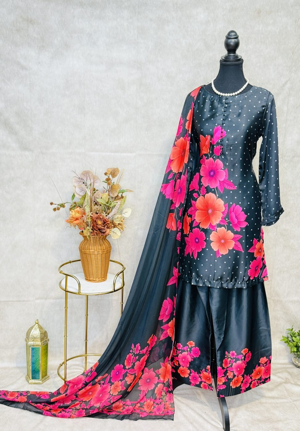 Black & Red Farshi Salwar Suit